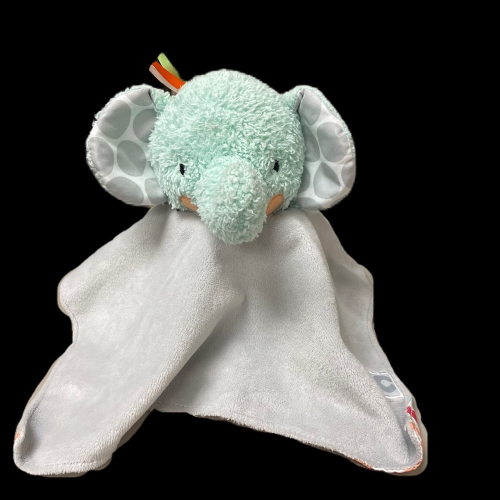 Boppy Baby Lovey Plush Elephant Gray Blue Minky Chevron Striped Green Red 11X11